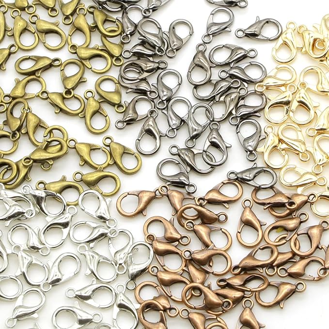 500 Pcs Mini Lobster Clasps, 5 Colors Lobster Claw Clips Fastener Hooks for Making Findings DIY Keychain