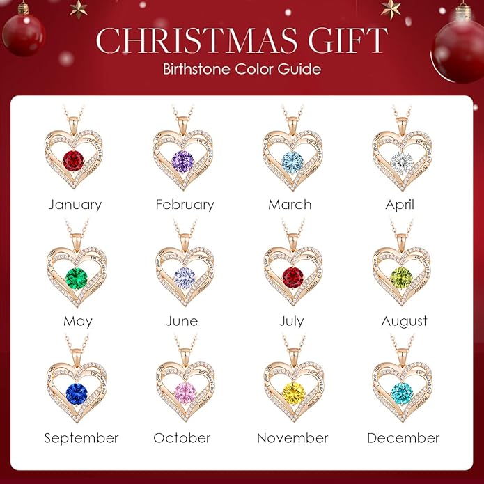 CDE Valentine's Day Gift Forever Love Heart Necklaces for Women, Wedding Anniversary, Birthday Mothers Christmas Day Gifts for Mom, Mother, Wife, S925 Silver Jewelry with Birthstone Pendant