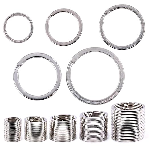 Swpeet 60 Pcs Assorted Multi-Purpose Metal Keychain Rings Split Keyrings Flat O Ring for Home Car Keys Attachments Keys Pendants - 20mm, 25mm, 30mm, 35 mm, 38 mm