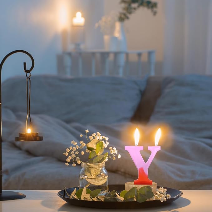 Gartful Resin Letter Molds, Y Capital Alphabet Epoxy Resin Mold, Thick 3D Silicone Letter Molds for Making Letters, Word Sign Art, DIY Crafts, Making Candle, Party, Home Decor