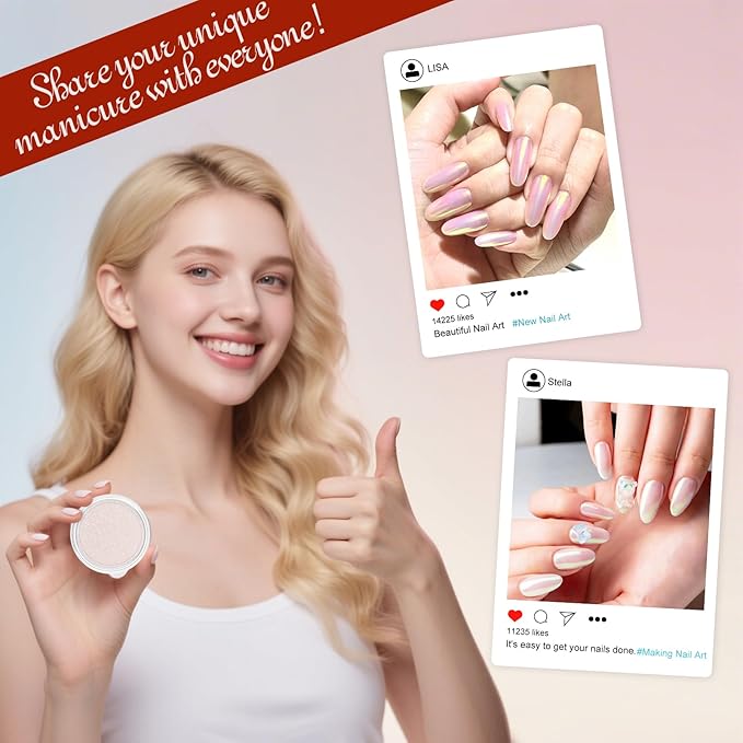 Artdone Green Aurora Chrome Nail Powder, Iridescent Unicorn Powder Metallic Mirror Effect Pigment Pearlescent Mermaid Pearl Glitter Dust Kit, Nail Art Decoration, Resin Craft