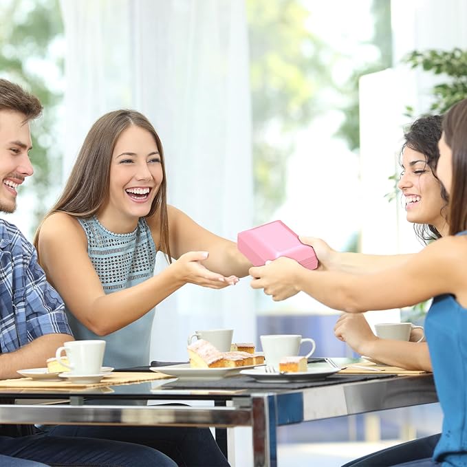 Landical 10 Pcs Pendant Necklace Box with LED Light Velvet Necklace Case for Pendant Bracelet Ring Earring, Jewelry Storage(Pink)