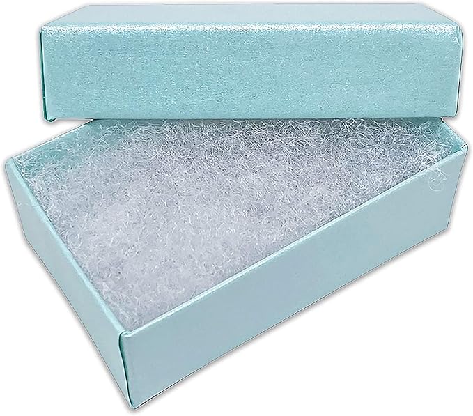 TheDisplayGuys - 25-Pack #21 Cotton Filled Cardboard Paper Jewelry Boxes Gift Case - Pearl Teal (2.6" x 1.6" x 1.0") - for Shipping or Storage