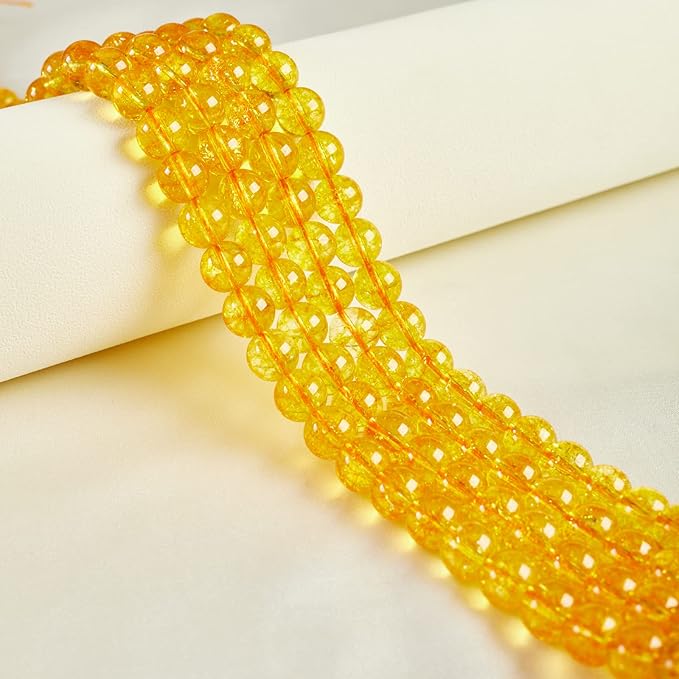 100pcs 6mm Citrine Beads Natural Gemstone Beads Round Loose Beads for Jewelry Making