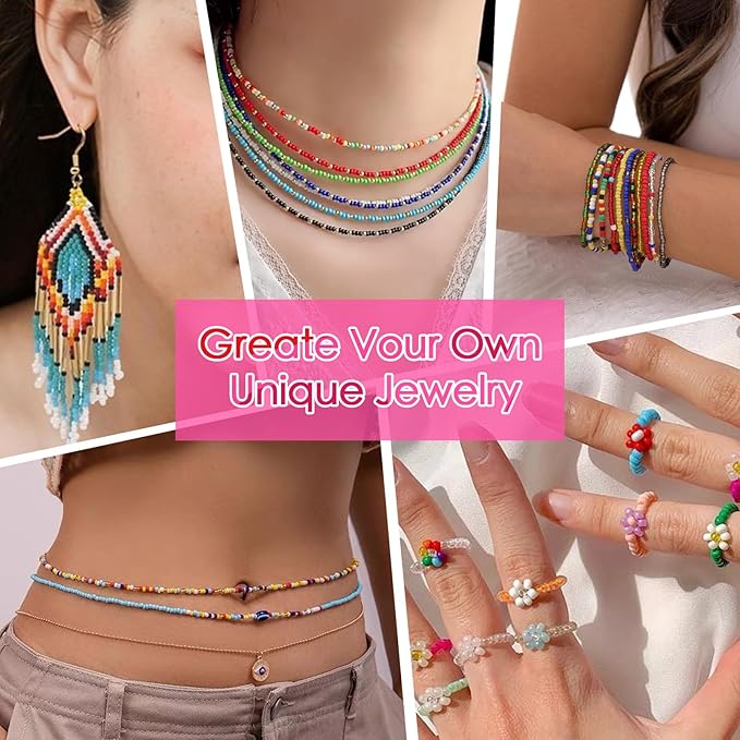 Vtssvow 3mm Glass Seed Beads for Bracelets Making, 28 Colors 11000pcs Friendship Bracelet Making Kit, Small Glass Beads for Jewelry Making (Mix 28 Color, Opaque)