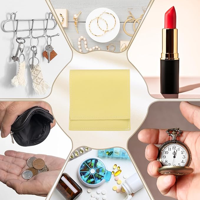 PATIKIL 20 Pack PU Leather Jewelry Pouch, 3" x 3" Envelope Style Jewelry Pouches for Bracelets Necklaces Earrings Rings, Small Luxury Bags for Wedding Candy Gift Storage, Yellow