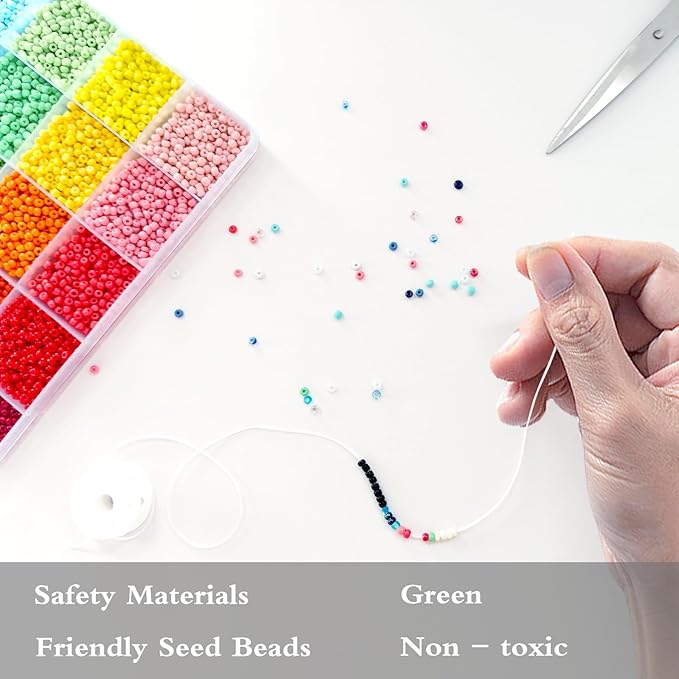 THUTEP 15600 pcs 39 Color 3mm Seed Beads, Tiny Craft Beads for Bracelet Making, Bracelet Kits for DIY Jewelry Craft(Mixed)