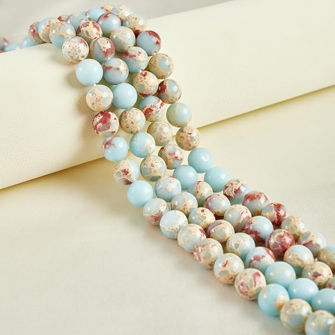 100pcs 6mm Snakeskin Imperial Beads Natural Gemstone Beads Round Loose Beads for Jewelry Making