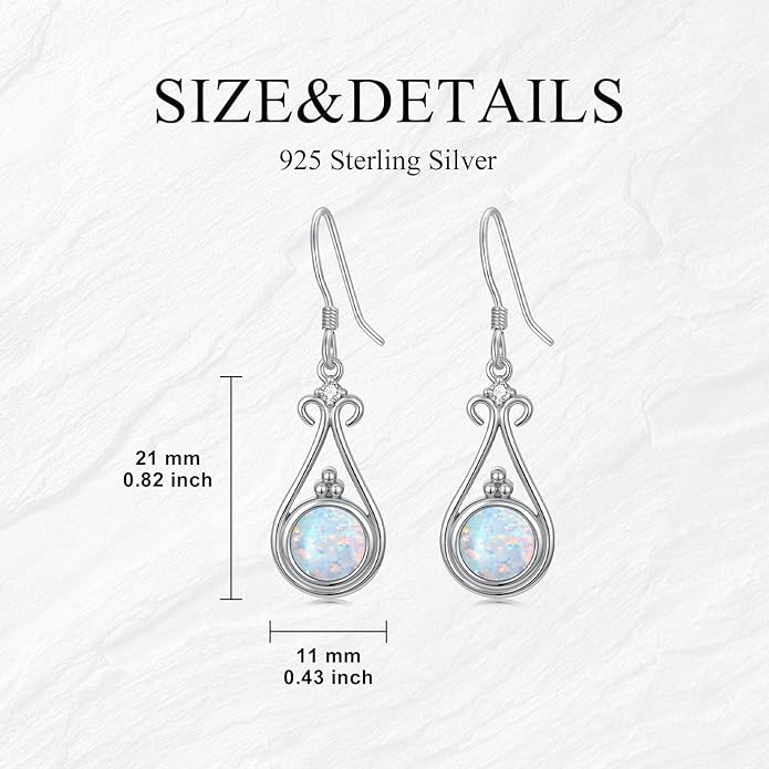 Opal Earrings for Women Opal with Genuine Diamond Dangle Drops Earrings 925 Sterling Silver Diamond Jewelry Earrings Gifts For Her