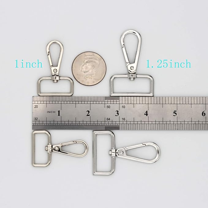 JWBIZ 15 Pcs D Ring Swivel Lobster Claw Clasp, Push Gate Snap Hooks Trigger Clips(Silver, 1 inch)