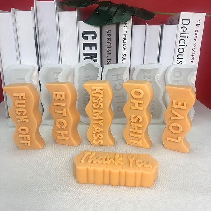 TOPYS Wave Alphabet Letter Pillar Silicone Candle Molds, DIY Casting Epoxy Letter Molds for Clay Resin Pendant Plaster Carving Making Aromatherapy White Elephant Gifts (Bitch)