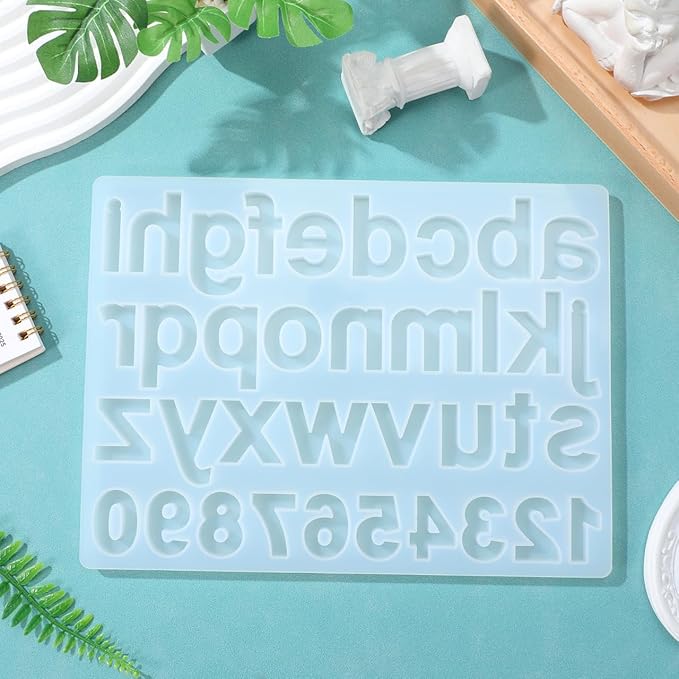 1pc Alphabet Ornament Mold Alphabet Resin Molds Silicone Molds for Resin Number Silicone Keychain Molds DIY Sugar Mould Number Manual Chocolate Candies Child