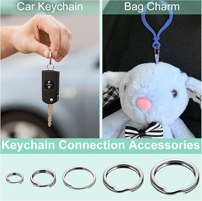 1/2" 300 PCS Silver Small Key Rings, Double Loops Split Rings Jewelry Making Metal Mini Key Ring for Keychian, Pet Collar Tag, Luggage Tag DIY Craft Hardware