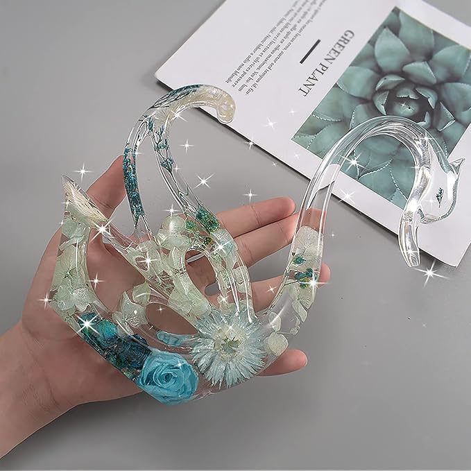 2 Pack Swan Molds Swan Resin Mold - Resin Casting Silicone Molds for Home Decor & Candle Making Wave Spiral Mold