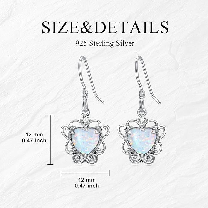 Opal Earrings for Women Opal with Genuine Diamond Dangle Drops Earrings 925 Sterling Silver Diamond Jewelry Earrings Gifts For Her