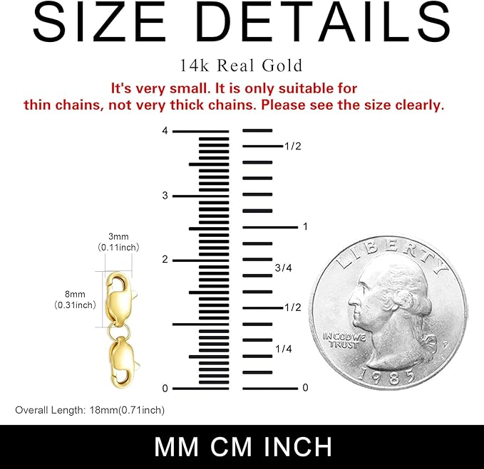 Real 14k Gold Lobster Clasp/Spring Clasp/S Clasp for DIY Necklace Bracelet Jewelry Making(Style 11)