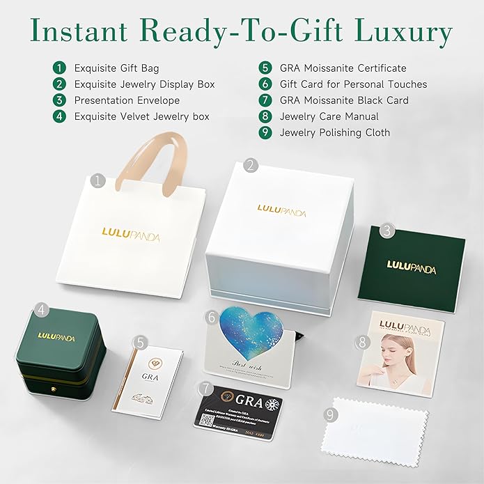 Heart Pendant Necklace for Women: Luxury Gift for Wife Girlfriend Mom/Her - 3ct D Color Moissanite - Gold Jewelry with Gift Box- Hypoallergenic & Adjustable Chain - Daily & Special Occasion Wear