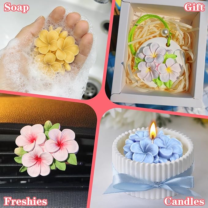 Plumeria Flower Silicone Molds, Plumeria Floral Molds for Candle Wax Making Handmade Soap Aromatherapy Gypsum Polymer Clay Craft Decoration Fondant Mold
