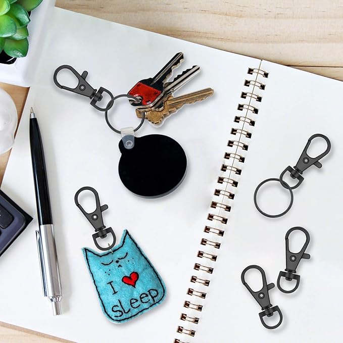 120PCS Premium Swivel Lanyard Snap Hook with Key Rings, Metal Keychain Hooks for Jewelry Making, Crafts (Gun Black)