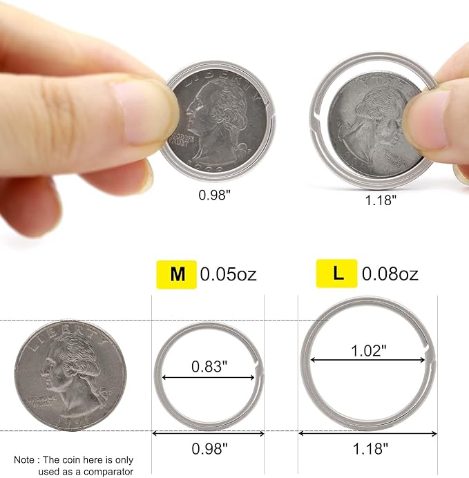 Titanium Key Rings Heavy Duty Side Push Split Key Chain Rings for Key Carabiner Quick Release Keychain Rings