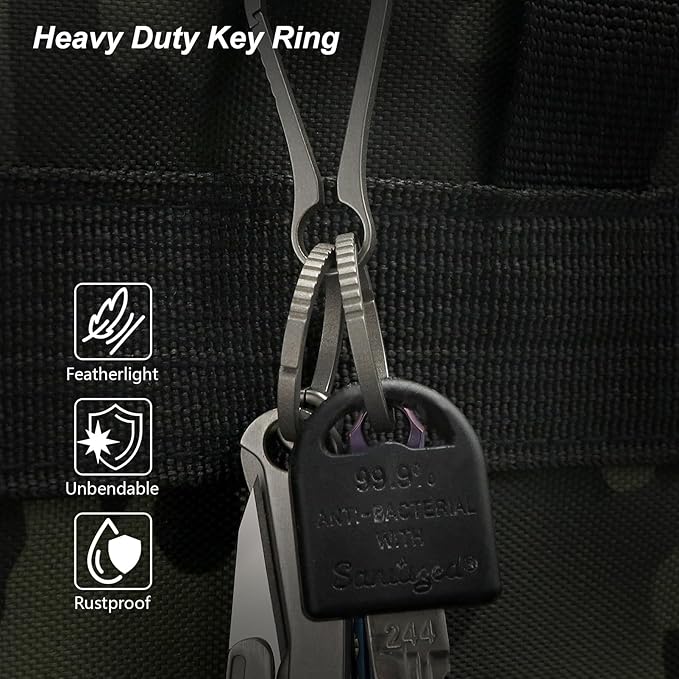 Titanium Key Rings Heavy Duty Side Push Split Key Chain Rings for Key Carabiner Quick Release Keychain Rings