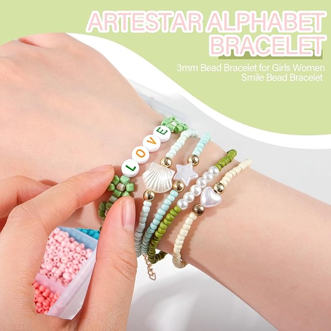 TEXGIZRLY 3mm Seed Beads for Bracelets Making, Friendship Bracelet Making Kit for Girls, 24 Colors Bead Bracelet Kit, Beads for Jewelry Making Kit, DIY, Arts, Crafts Gifts Age 4+ (3MM-C)