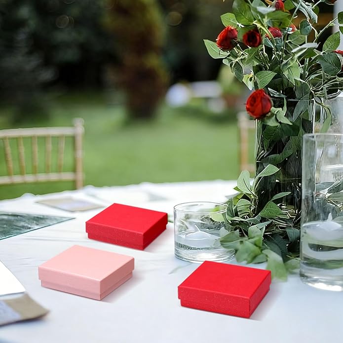 Tenceur 100 Pcs Valentines Jewelry Gift Boxes Bulk Kraft Jewelry Cardboard Box for Necklace Earring Bracelet Storage Package