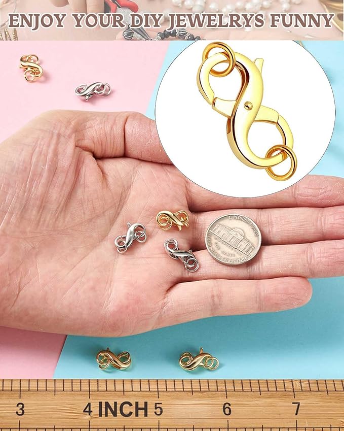 Dailyacc Double Opening Lobster Clasp 316 Stainless Steel Silver and Gold Pleted Necklace Bracelet Extender Clasps and Closures for DIY Jewelry