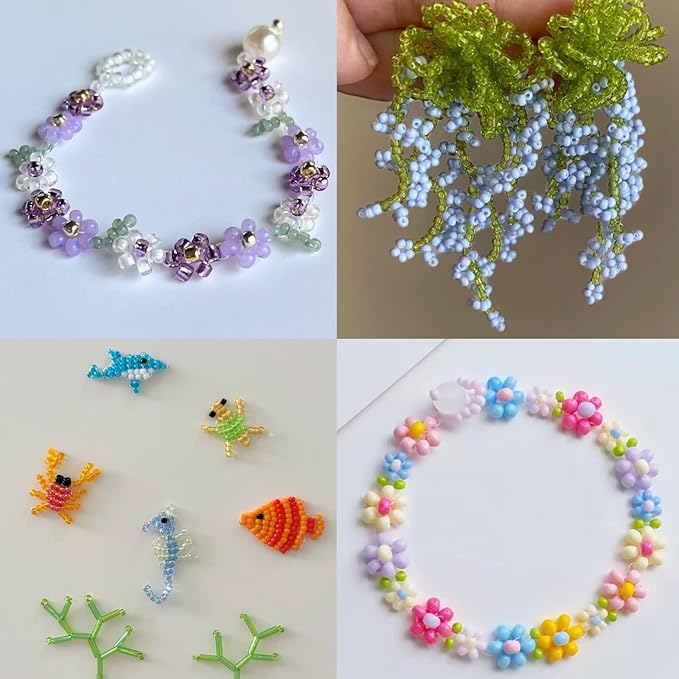 JOJOPLAY 11200pcs Glass Seed Beads for DIY Crafting Bracelet Necklace Embroidery Jewelry Making Supplies (3mm, 400pcs/Color, 28 Colors, Blue Scheme)