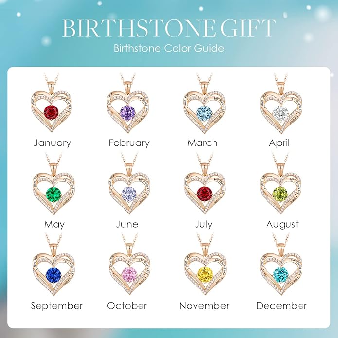 CDE Valentine's Day Gift Forever Love Heart Necklaces for Women, Wedding Anniversary, Birthday Mothers Christmas Day Gifts for Mom, Mother, Wife, S925 Silver Jewelry with Birthstone Pendant