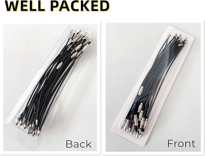 CrocSee Pack (20) Stainless Steel Wire Keychains Cable, Key Chain Rings, Heavy Duty Luggage Tags Loops Tag Keepers 2mm Twist Barrel (Cable Length: 6 inches)