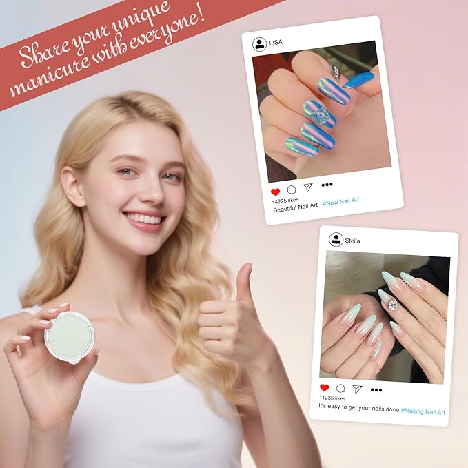 Artdone Red Aurora Chrome Nail Powder, Iridescent Unicorn Powder Metallic Mirror Effect Pigment Pearlescent Mermaid Pearl Glitter Dust Kit, Nail Art Decoration, Resin Craft