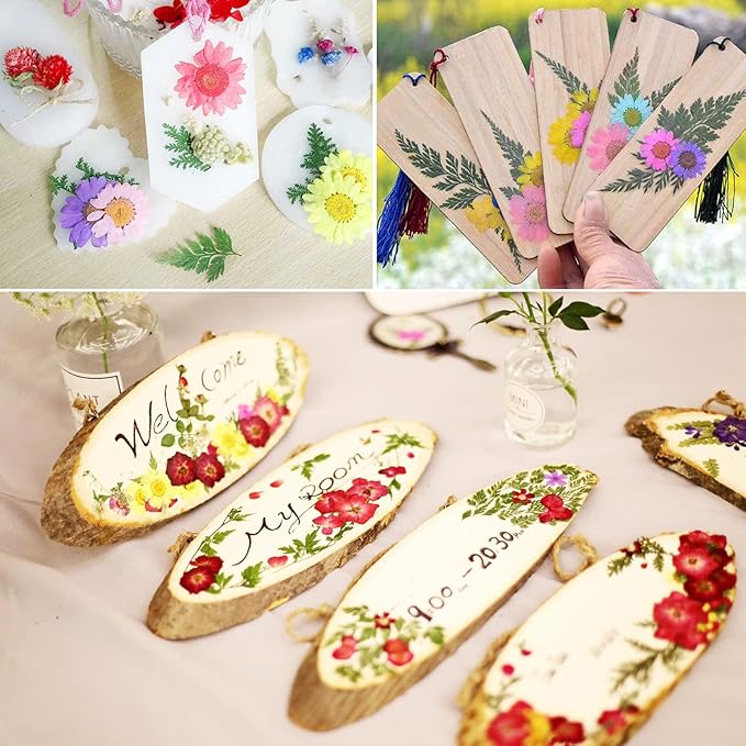 BIHRTC 100PCS Pressed Flowers for Resin Natural Real Pressed Flowers Orange Dried Flowers Assorted Dry Leaves Herbs Kits for Scrapbooking DIY Candle Accessories Jewelry Crafts Making