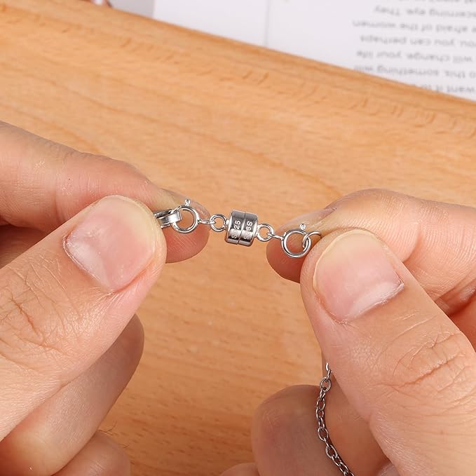 925 Sterling Silver Magnetic Necklace Clasps and Closures, White Gold Plated Spring Clasps Magnetic Connector Clasp for Bracelet Anklet Neckalce DIY Jewelry Making Supplies