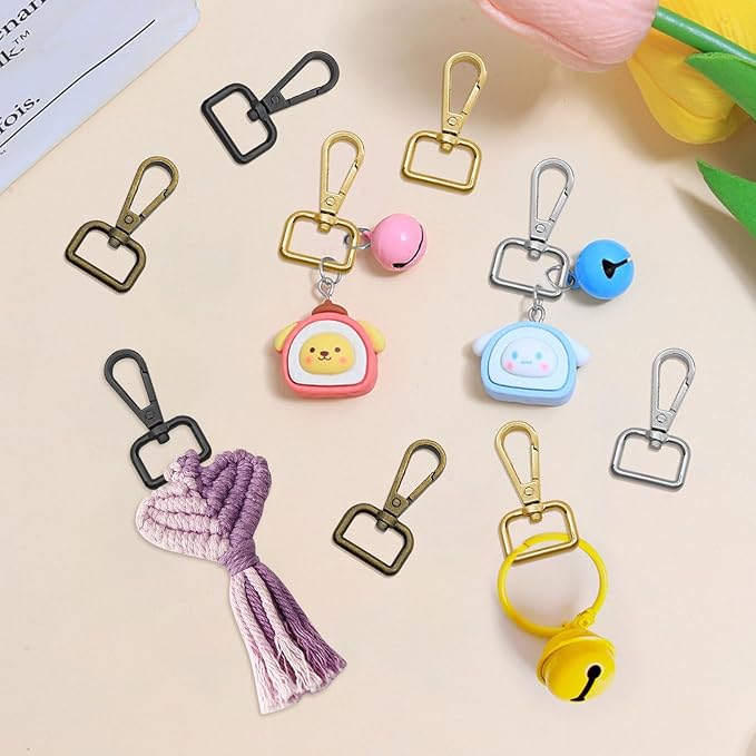 16pcs Swivel Clasps 3/4” D Ring Lobster Claw Clasps Metal Swivel Snap Hooks Push Gate Snap Hooks Trigger Clips for DIY Crafts Keychain Handbag Making(4 Colors, 2cm Inside Diameter)