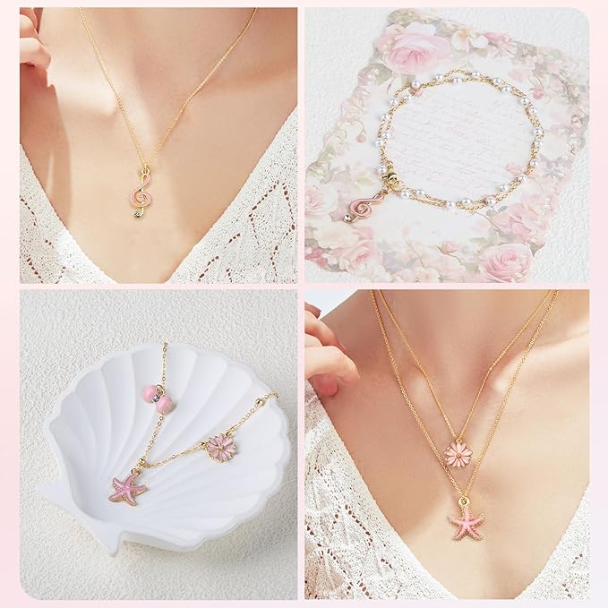 Ecoofor 18K Gold Jewelry Making Kit with Gift Box - 16.6ft 5 Rolls DIY Bracelet & Necklace Chains with 136 Pendants, Jump Rings, Lobster Clasps, Jewelry Pliers & Charm Making Kit, Christmas Gift