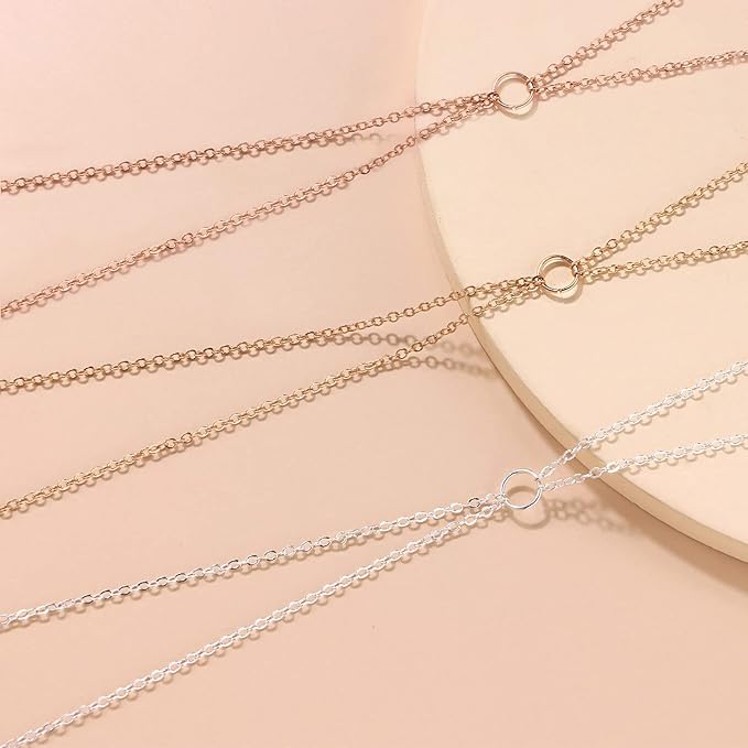 Jishi 30ft Jewelry Making Chains Bulk 2mm Necklace Chains, Jewelry Making Supplies, DIY Craft Earring Bracelet Making Findings, 3-Colors Gold Silver Rose Gold Plated Metal Rolo Cable Link Chain Rolls