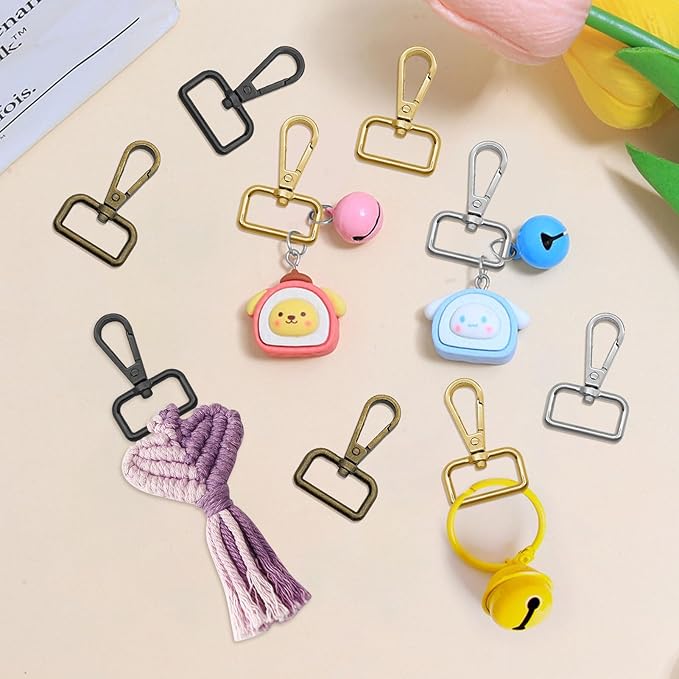 16pcs Lobster Claw Swivel Clasps 1” Metal D Ring Snap Hooks Trigger D Rings Purse Hardware Push Gate Snap Hooks Trigger Clips for Purse Keychain Strap Making(4 Colors, 2.5cm Inside Diameter)