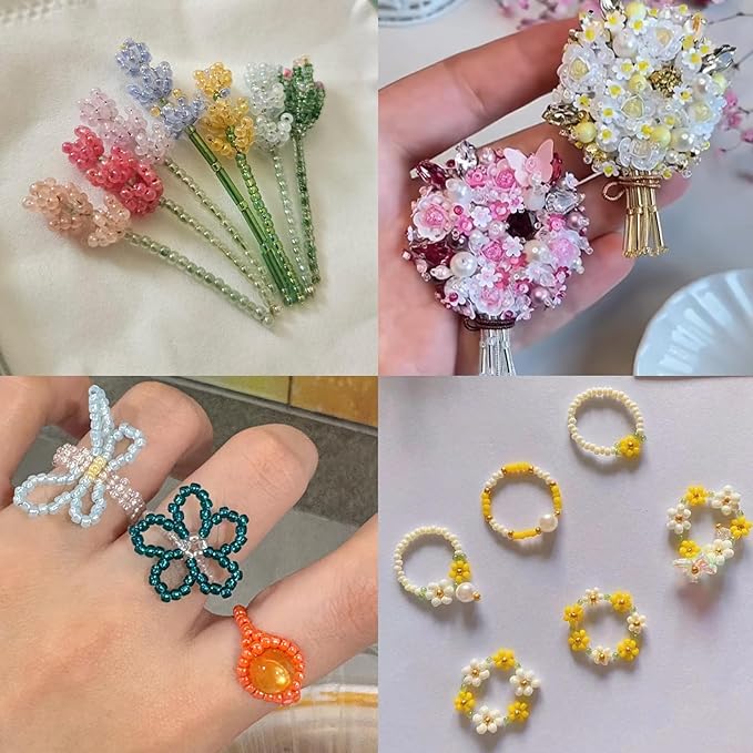 JOJOPLAY 11200pcs Glass Seed Beads for DIY Crafting Bracelet Necklace Embroidery Jewelry Making Supplies (3mm, 400pcs/Color, 28 Colors, Yellow Scheme)