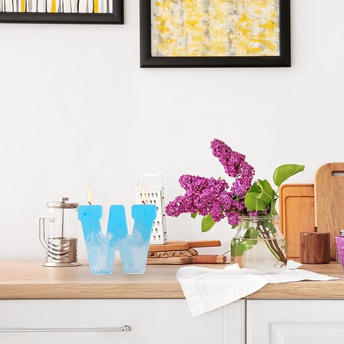 Gartful Resin Letter Molds for Casting, W Capital Alphabet Resin Silicone Molds for Epoxy, Thick 3D Silicone Letter Molds for Making Letters, Word Sign Art, DIY Crafts, Making Candle, Party Home Decor