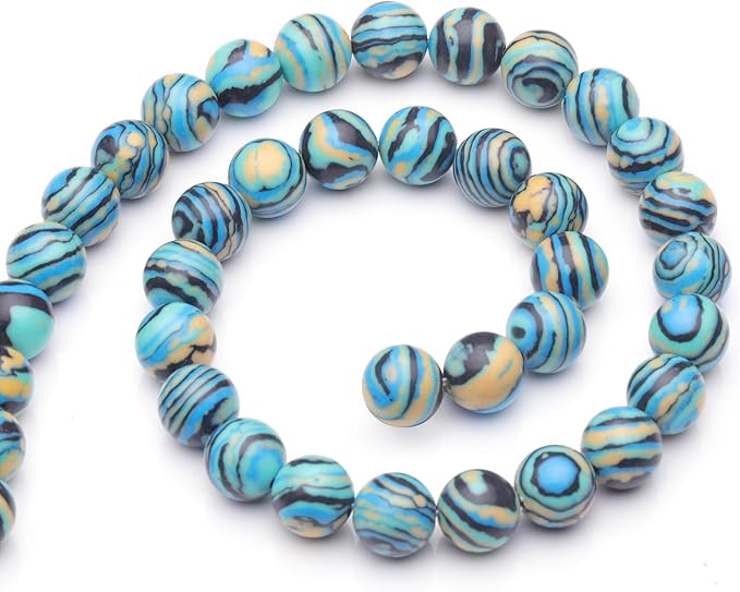 Youngbling Natural Gemstone Beads for Jewelry Making,10mm Blue Malachite Polished Round Smooth Stone Beads for Bracelet Necklace 15 Inch(Blue Malachite,10mm)