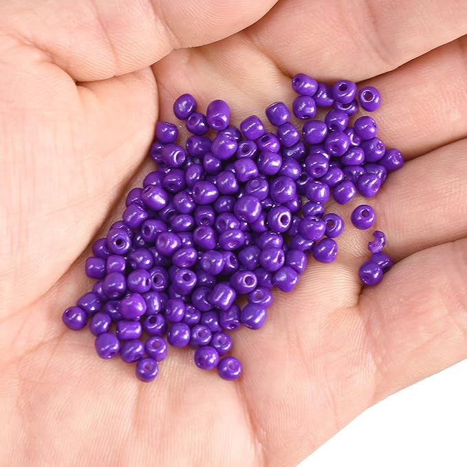 Mandala Crafts 6/0 Glass Seed Beads for Professional Beadwork, 2500 Purple Glass Beads