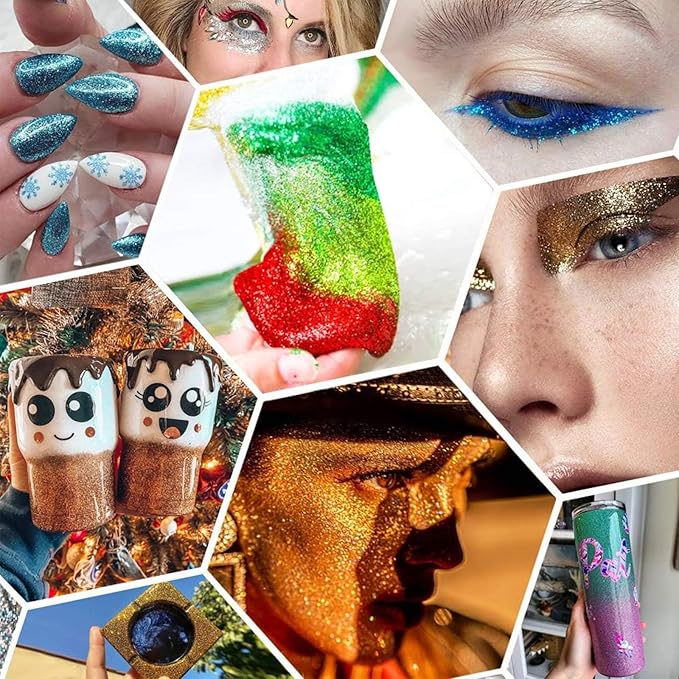 CIYOWTA Fine Glitter for Epoxy Resin, Set of 40 Colors, for Tumblers Cup Glass Slime, Cosmetic Ultra Fine Glitter for Nails Body Face Hair