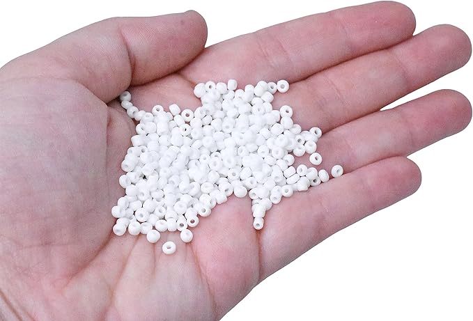 Mandala Crafts 8/0 Glass Seed Beads for Professional Beadwork, 6000 Opaque White Glass Beads
