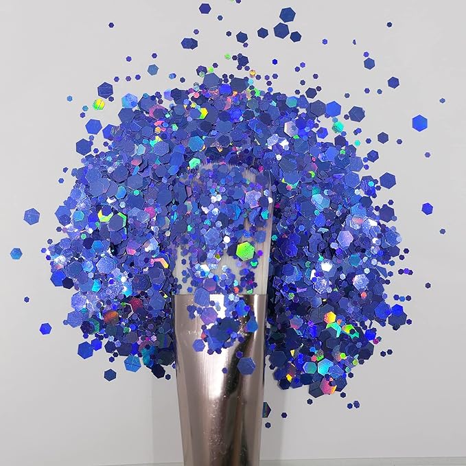 12 Colors Holographic Chunky Glitter Flakes Hexagon Shapes Glitter Sequins Nail Stickers Sparkles Resin Epoxy Accessories for Crafts Nail Art Body Makeup