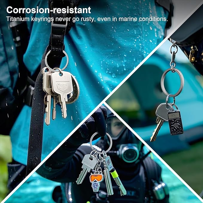 Titanium Key Rings Heavy Duty Side Push Split Key Chain Rings for Key Carabiner Quick Release Keychain Rings