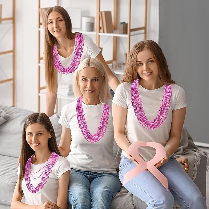 Breast Cancer Awareness Accessories, 100PCS Breast Cancer Beads Bulk Decorations, Toy Necklaces Bead, Bead for Party Parade Supplies Favors Stuff