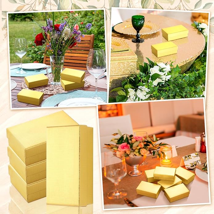 Tenceur 100 Pcs Valentines Jewelry Gift Boxes Bulk Kraft Jewelry Cardboard Box for Necklace Earring Bracelet Storage Package