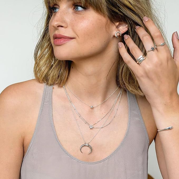 Lezam 12Pcs 18" Stainless Steel Satellite Beaded Necklace Chains Curb Link Chain Bulk for Jewelry Making supplies 2mm