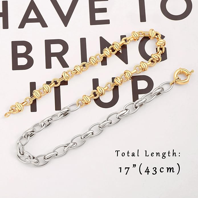 Aobei Pearl 18K Gold Plated Paperclip Chain Choker Satellite Chain Freshwater Cultured Biwa Pearl Pendant Necklace Dainty Jewelry for Women